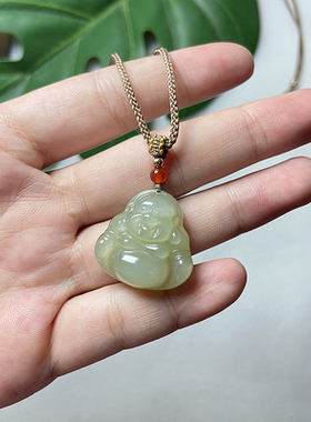 晴水和田玉佛公吊坠弥勒佛大肚佛翡翠母亲节礼物送妈妈项链女玉石