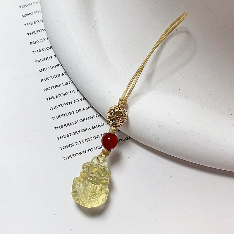 天然黄水晶招财钱袋手机链男女包包U盘手机汽车钥匙扣吊坠挂件,淘宝优惠券,粉丝福利购,淘宝优惠卷