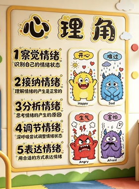 情绪管理墙贴、心理角布置材料