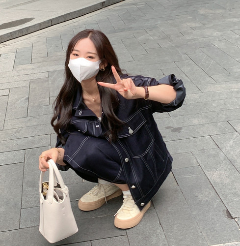 小小家宽松竹节棉牛仔外套22新款小个子小码休闲短上衣女150xs - 图2