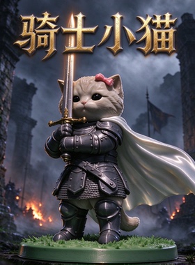 骑士猫Cat Knight手办模型13CM带底座盔甲带剑勇士禁卫军战斗猫咪