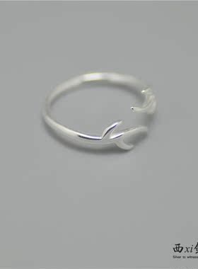 鹿角纯银开口日韩风食指礼物尾戒