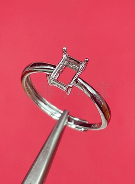 活圈925纯银镀白金戒指空托