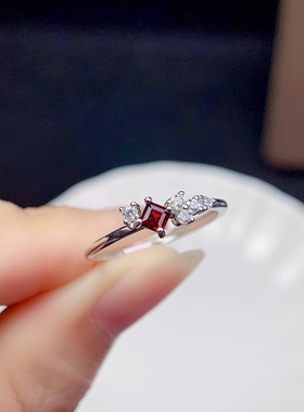 3*3mm活戒圈925银镀金天然祖母绿 石榴石 白托帕石 戒指空托V1067