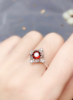 925银紫水晶天然石榴石戒指