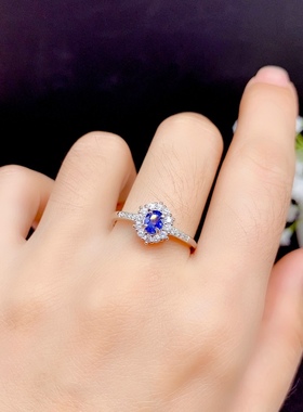 活圈925银镀白金 4*5mm 天然祖母绿 蓝宝石 戒指空托V087