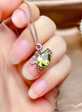 925银天然橄榄石吊坠空托戒指