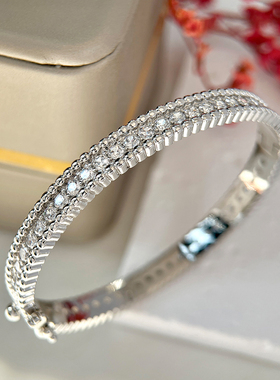 满天星手镯女小香风同款幸运草手环闪钻窄版珠边新年送女友礼物