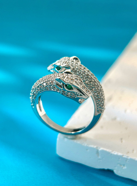 双头豹子开口戒指女个性指环