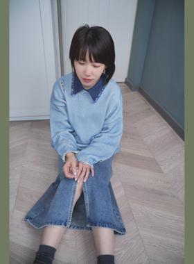 侘寂美学单宁牛仔叠穿内搭假领子
