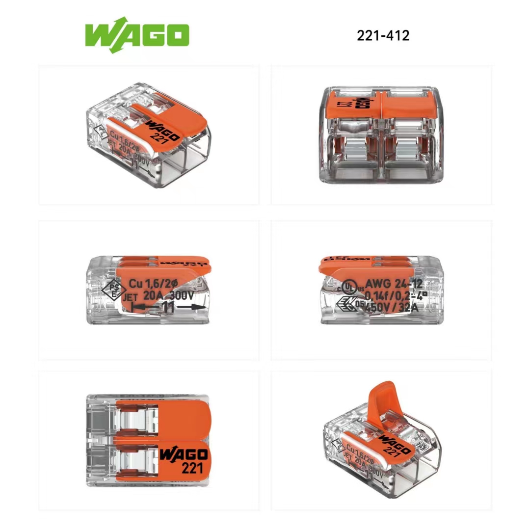 德国进口WAGO/万可软硬线通用一进一出大功率快速接线端子221-412 - 图2