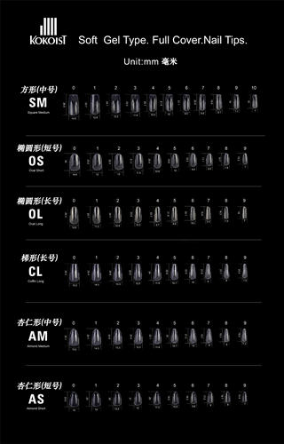 现货 日本KOKOIST Gelip 美甲指甲片延长假甲片 6种规格多尺寸 - 图0