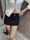 FLAMEBLOCK intellectual style OL commuter bag hip versatile skirt metal belt anti-exposure miniskirt