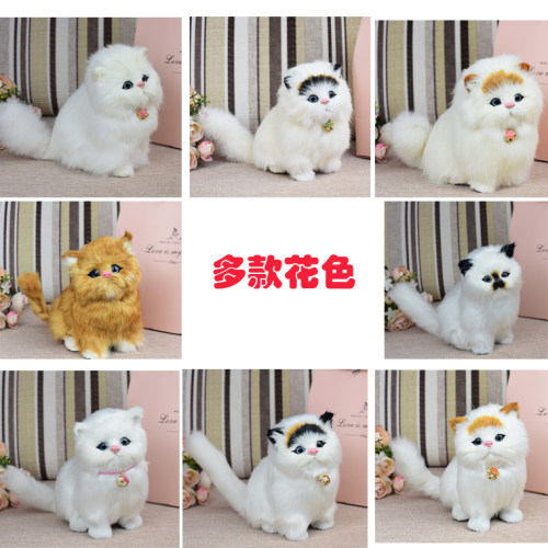 仿真猫咪毛绒玩具会叫猫咪假猫模型公仔玩偶儿童生日礼物猫摆件 - 图0