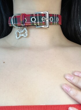 原宿人造革千禧辣妹锁骨链项圈