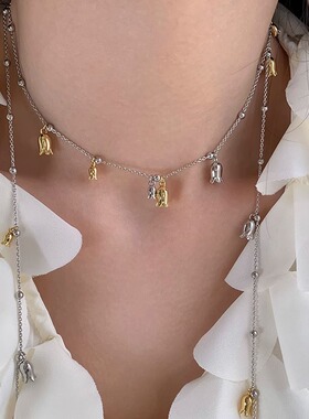 铃兰祈愿|铃兰花流苏长款项链小众设计气质双层毛衣链高级感颈链