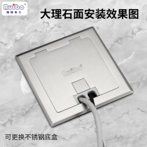 Rebo Ground Socket Stainless Steel Waterproof 130 Opening concealed side intercalation 5-hole 23 plug-in power ground socket