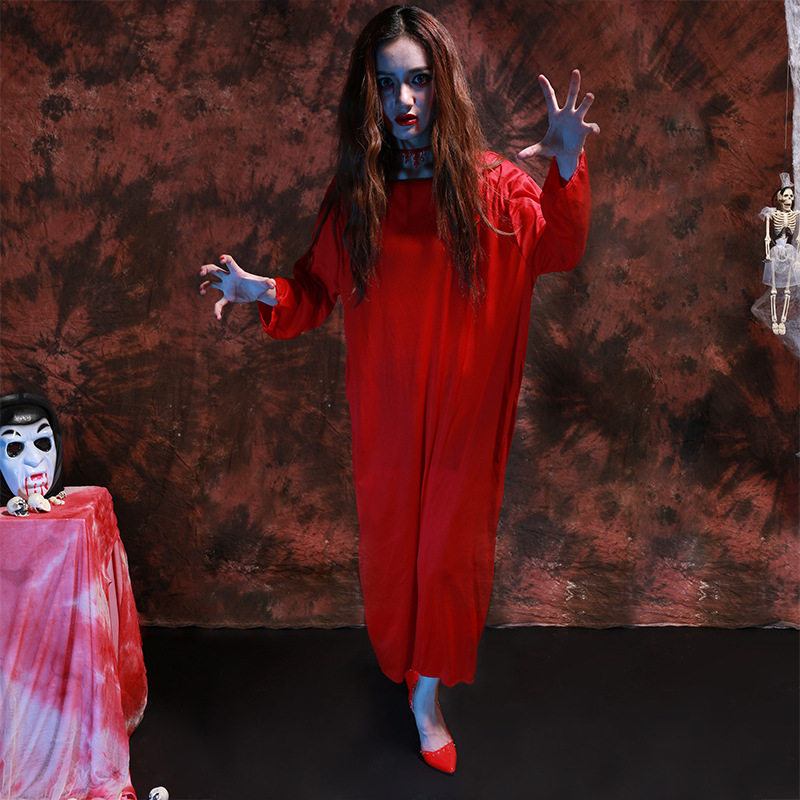 万圣节演出服装cosplay贞子女鬼鬼屋鬼节装扮服饰红色白色假发,淘宝优惠券,粉丝福利购,淘宝优惠卷