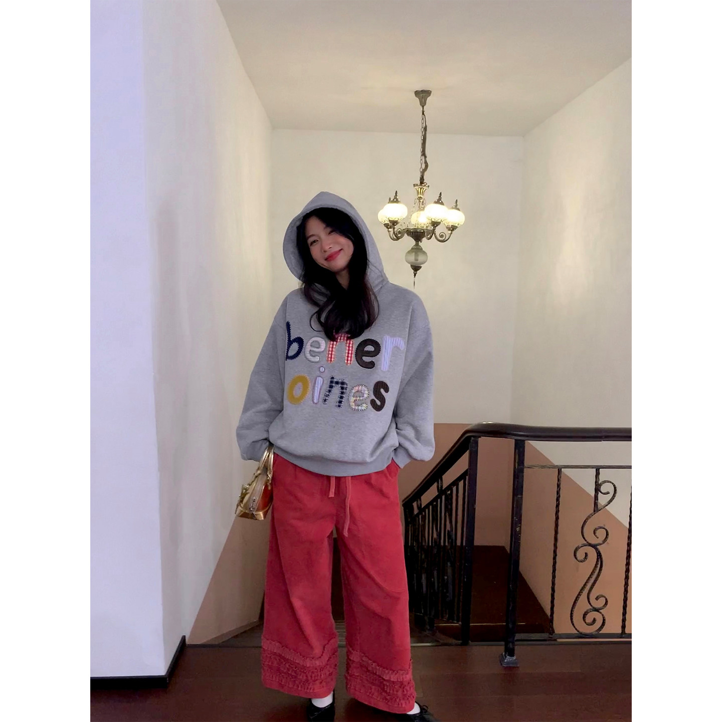 落落狷介 小个子裤子2025年新款灯芯绒阔腿裤女设计感小众松紧腰,淘宝优惠券,粉丝福利购,淘宝优惠卷