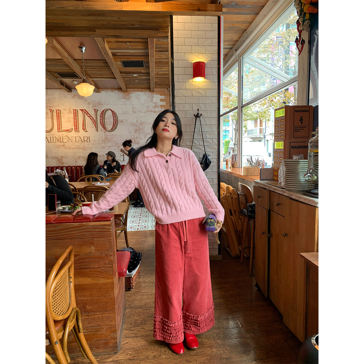 落落狷介 小个子裤子2025年新款灯芯绒阔腿裤女设计感小众松紧腰,淘宝优惠券,粉丝福利购,淘宝优惠卷