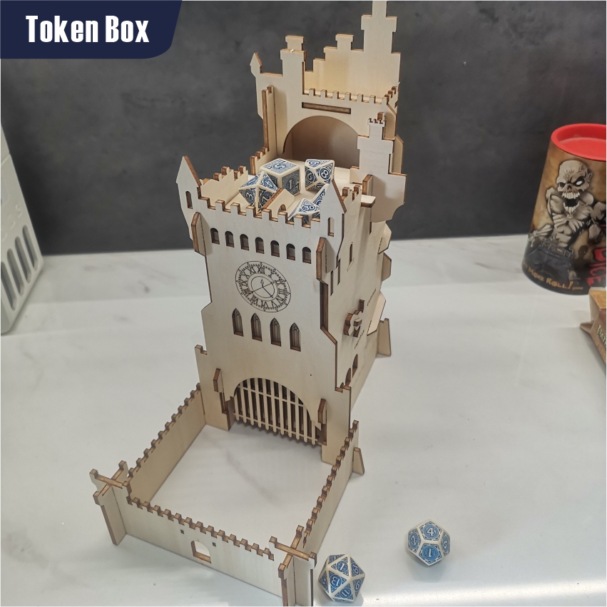 TokenBox 城堡木质 跑团桌游收纳骰子塔 战锤40K DND COC - 图0