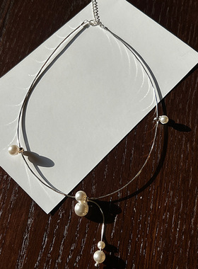 闪耀韩系精致流苏珍珠项链夏日小众高级感锁骨链简约时尚choker