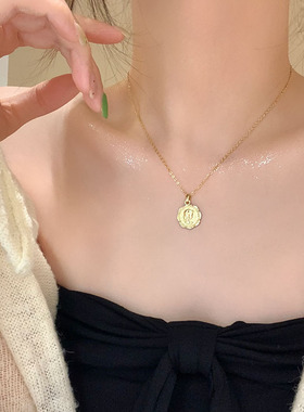 闪耀法式金色复古向日葵项链女高级感长款毛衣链轻奢小众气质锁骨