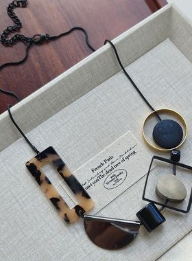 欧美黑色几何项链女配饰