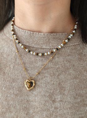轻奢双层叠戴串珠项链