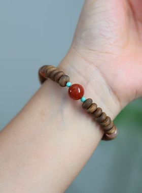 南红单珠沉香手串玫瑰红绿松石古朴雅致中式禅意满满手串手链