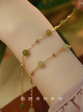 天然和田玉手链女复古ins小众