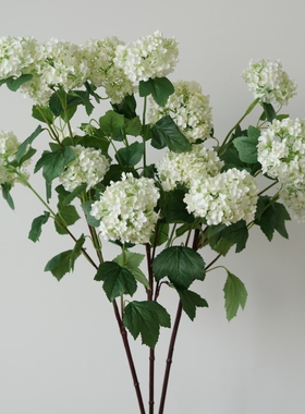 五头香雪球清新木绣球长枝仿真花干花客厅花艺摆件婚庆摆设装饰品