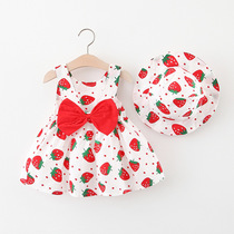 2022 new style 0-1-3 years old 4 baby girls summer dress dress dress little girl strawberry clothes baby summer