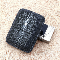 Private domain custom pearl fish leather lighter leather cover personality portable magnetic buckle hanging waist and sound lighter protection lighter cover