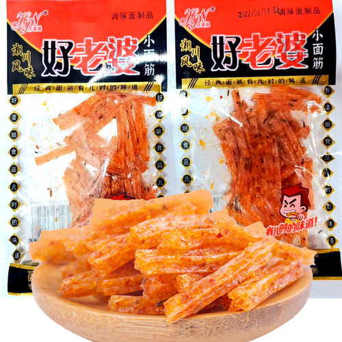 好老婆辣条18克怀旧小面筋透明包装360包整箱辣片零食品 - 图1