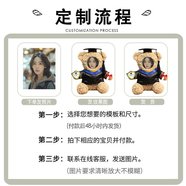Diy custom photo face doll girls graduation day doll doctor hat ຫມີ graduation season commemorative gift