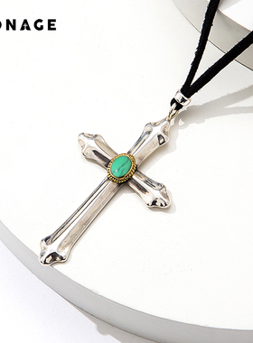 罗马项链925银精工镶嵌十字架