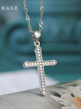 925银小清新满钻十字架项链