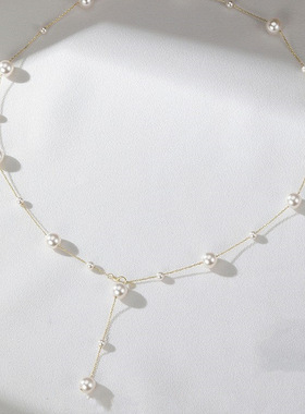 满天星珍珠项链2023新款爆款女士生纯银扣毛衣链轻奢小众颈链ins