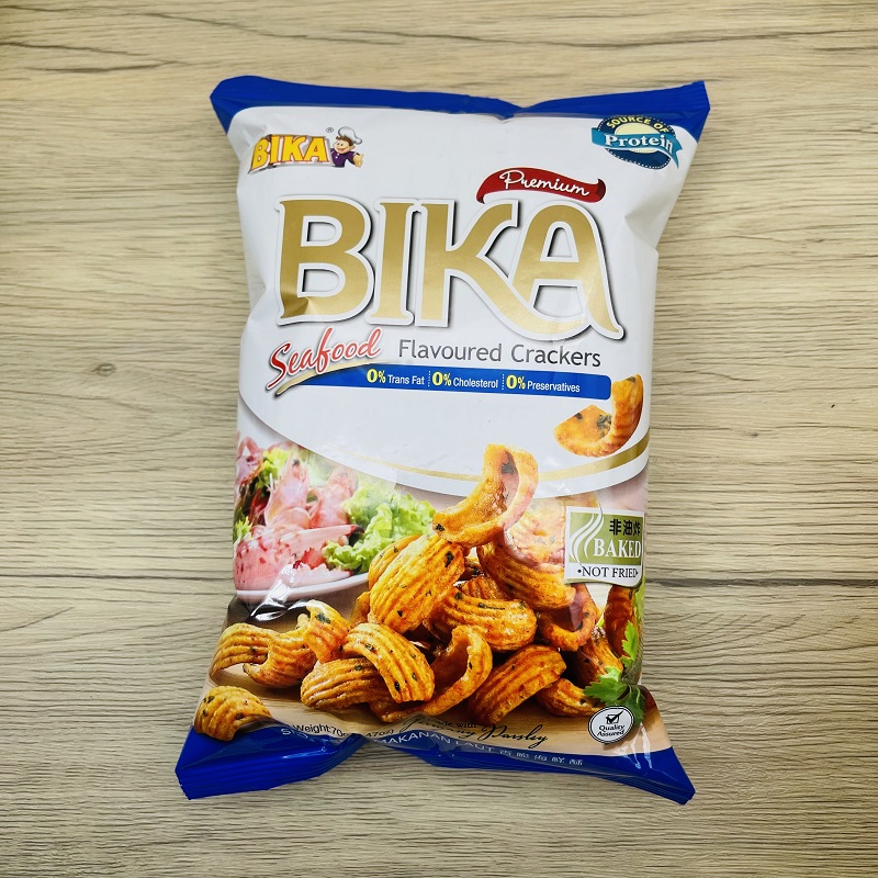 BIKA菜味鱿鱼虾蟹鱼仔海鲜脆片马来西亚进口休闲膨化食品零食礼包 - 图0