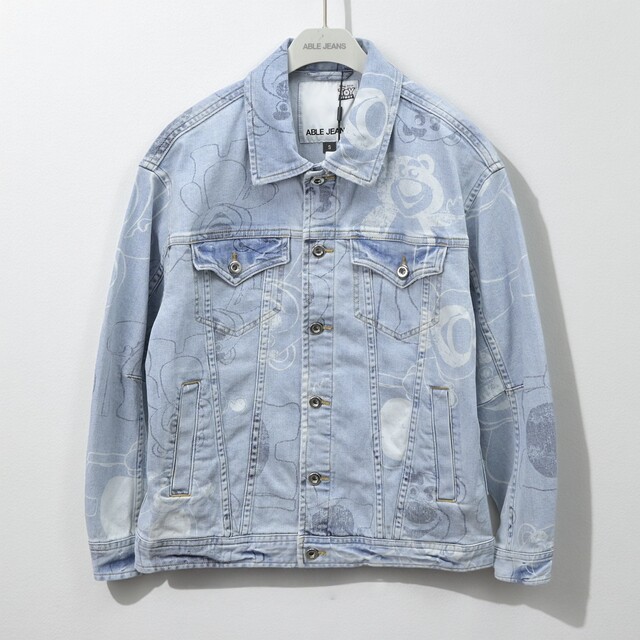 Strawberry Bear Denim Jacket Washed Loose Fit Men's Jacket
