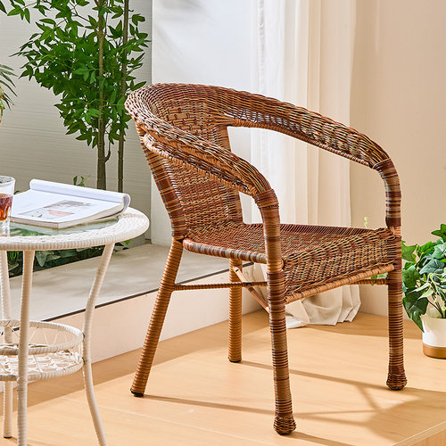 藤椅阳台休闲椅藤编椅子户外老式围椅家用靠背椅老人藤椅子藤条椅 - 图2