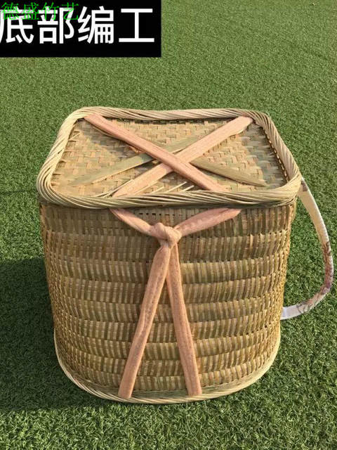Picking mushrooms and storage pure handmade groceries and woven bamboo back basket