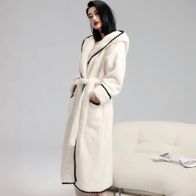 珊瑚绒睡袍女秋冬加绒加厚长款法兰绒睡衣晨袍连帽浴袍家居服套装,淘宝优惠券,粉丝福利购,淘宝优惠卷