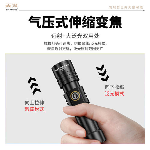 天火强光超亮手电筒2026新款充电户外家用应急小型便携多功能激光 - 图1