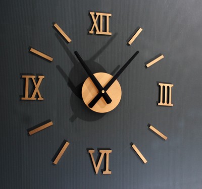 创意挂钟罗马数字钟表艺术挂表石英钟时尚客厅超静音粘贴墙钟时钟-图0