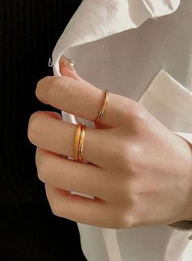 3生3世戒指女小众高级感素圈金钛钢食指2024年潮