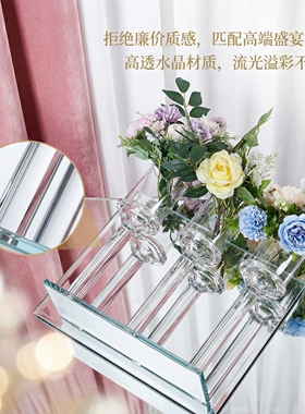 广艺长方3头花架婚礼长桌插花器