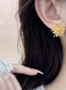 轻奢法式微镶锆石烟花耳钉
