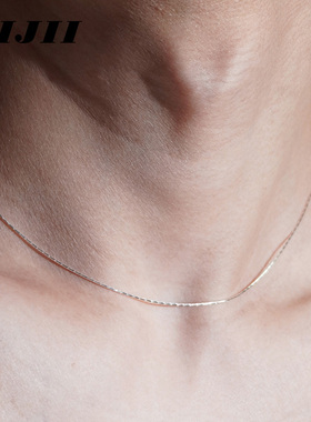 【链界LIJII】925纯银极细素链蛇骨链光泽感百搭金色银色男女项链